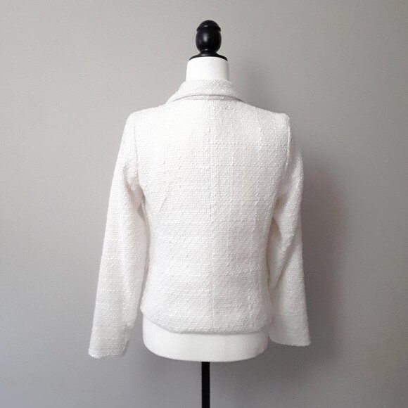 NWT Rachel Zoe white double breasted tweed like cropped blazer, XS - Picture 6 of 11
